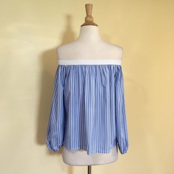 Off Shoulder Striped Button Front Top - Picture 6 of 6